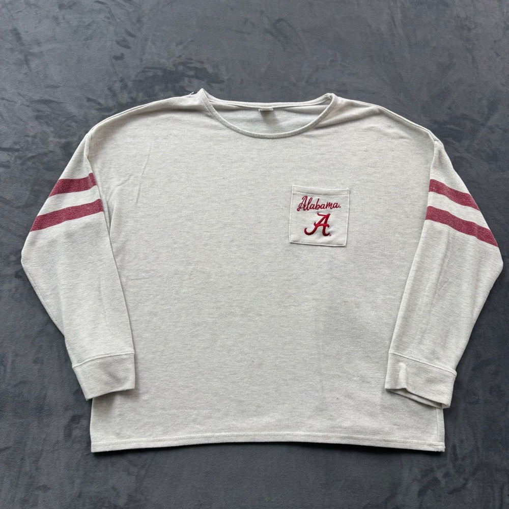 Sideline Apparel Alabama Crimson Tide Womens XL Oatmeal Long Sleeve Pocket Top